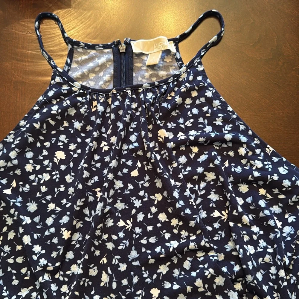 Michael Kors Women’s Blue Floral Lightweight Knit Sleeveless Dress size Large